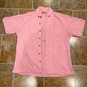 Kenny Flowers Short Sleeve Pink Linen Button Up Shirt | Size XL